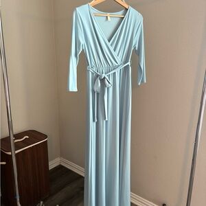 Light Blue Draped Maternity Maxi